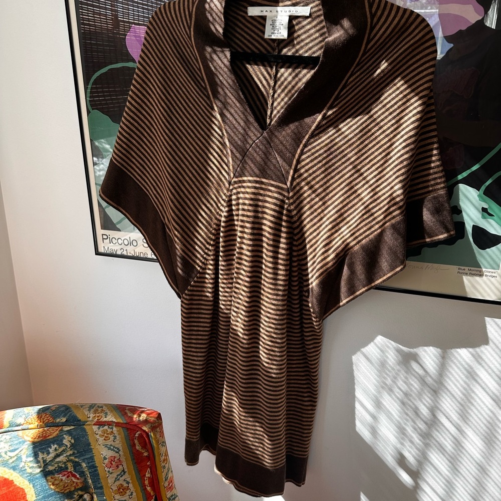 Max Studio Brown Snd Tan Form Fitted Minidress